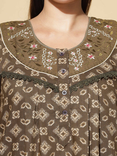 Polyester Viscose Designer Coffee Nighty