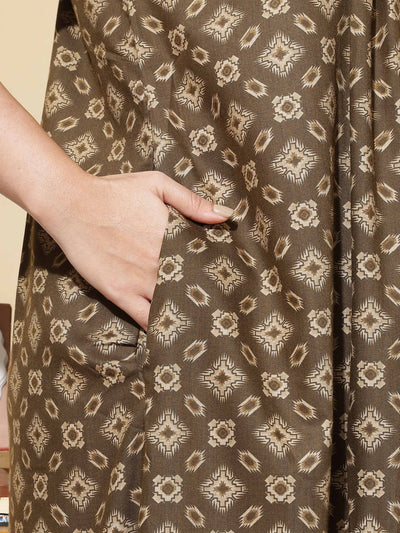 Polyester Viscose Designer Coffee Nighty
