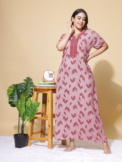 Alpine Red Designer Maxi Nighty