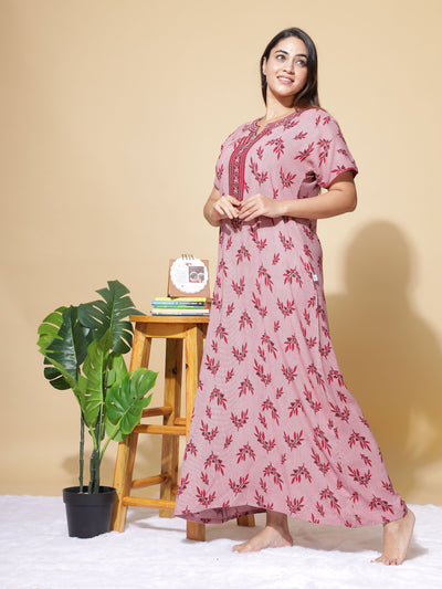 Alpine Red Designer Maxi Nighty