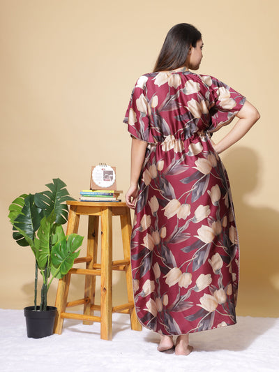Satin Kaftan Wine