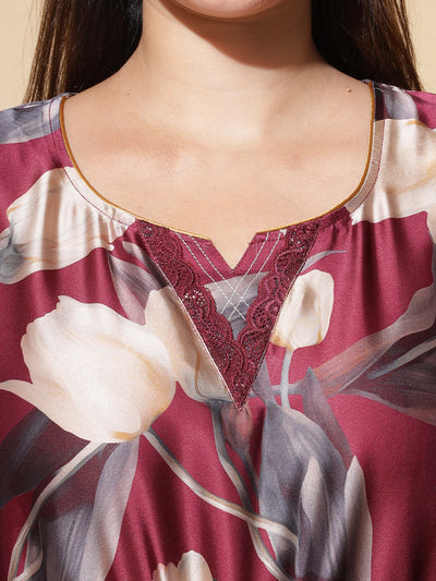 Satin Kaftan Wine