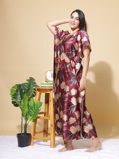 Satin Kaftan Wine