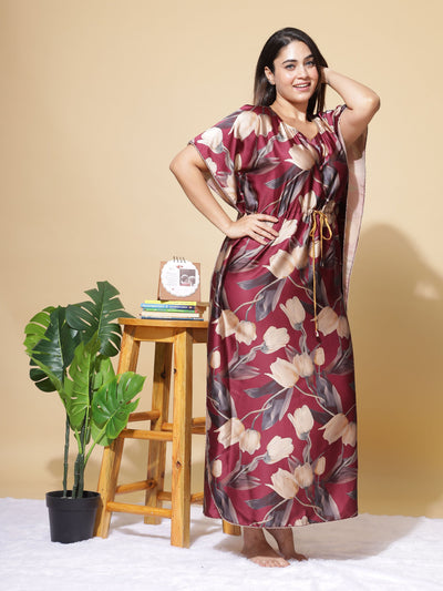 Satin Kaftan Wine