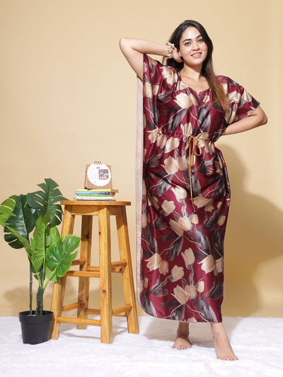 Satin Kaftan Wine