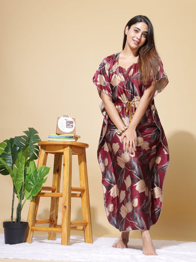 Satin Kaftan Wine