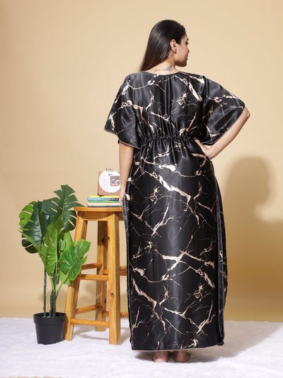 Satin Kaftan Gold Black