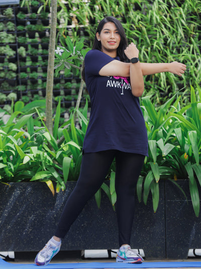 Hosiery Cotton Plus Size T-shirt with Pockets Dark Blue