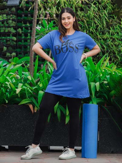 Hosiery Cotton Plus Size T-shirt with Pockets Ocean Blue