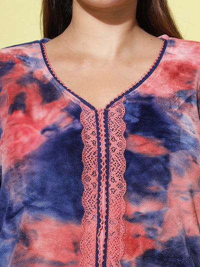 Velvet Designer Nighty Blue Orange