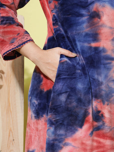 Velvet Designer Nighty Blue Orange