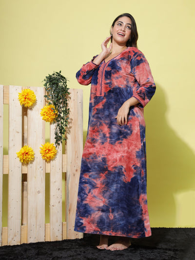Velvet Designer Nighty Blue Orange