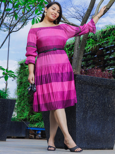 Lycra Round neck Dress Rani Pink