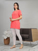 Coral Cotton Longline T-Shirt for Women with Comfy Fit