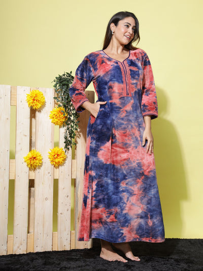 Velvet Designer Nighty Blue Orange