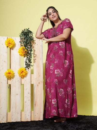 Viscose Designer Nighty Pink