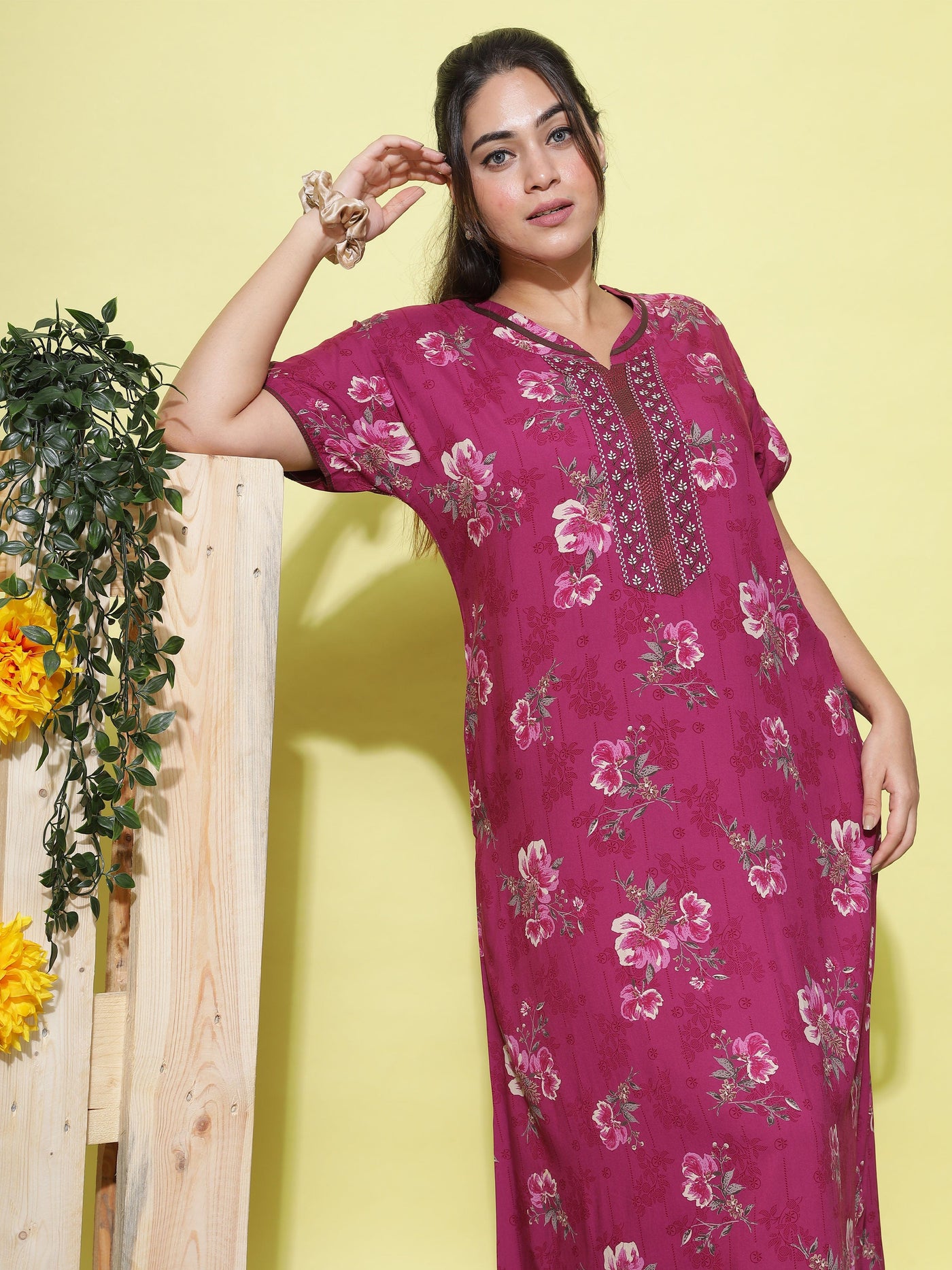 Viscose Designer Nighty Pink