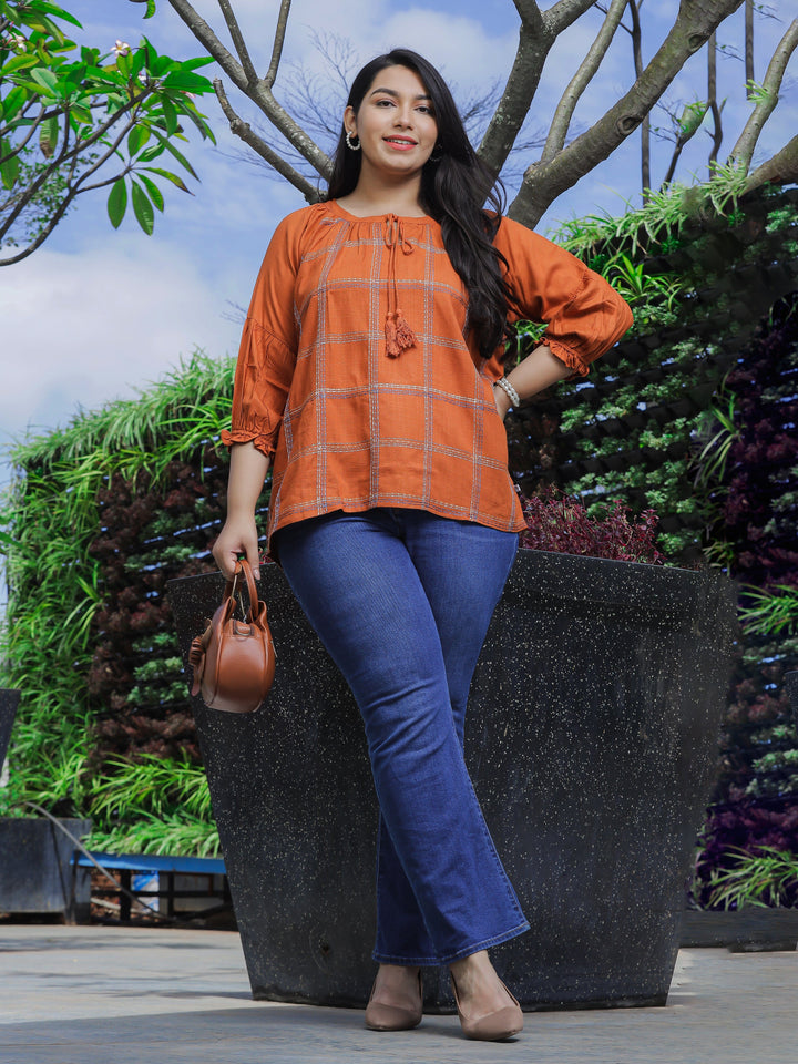  Casual Tops  Rayon Fabric Tops - Shop Rust Rayon Top Online Great Price- 9shines label 