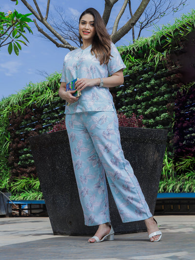Rayon Co-Ords Set Sky Blue