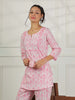 Blush Pink Cotton Pajama Set for Women Elegant Floral Sleepwear