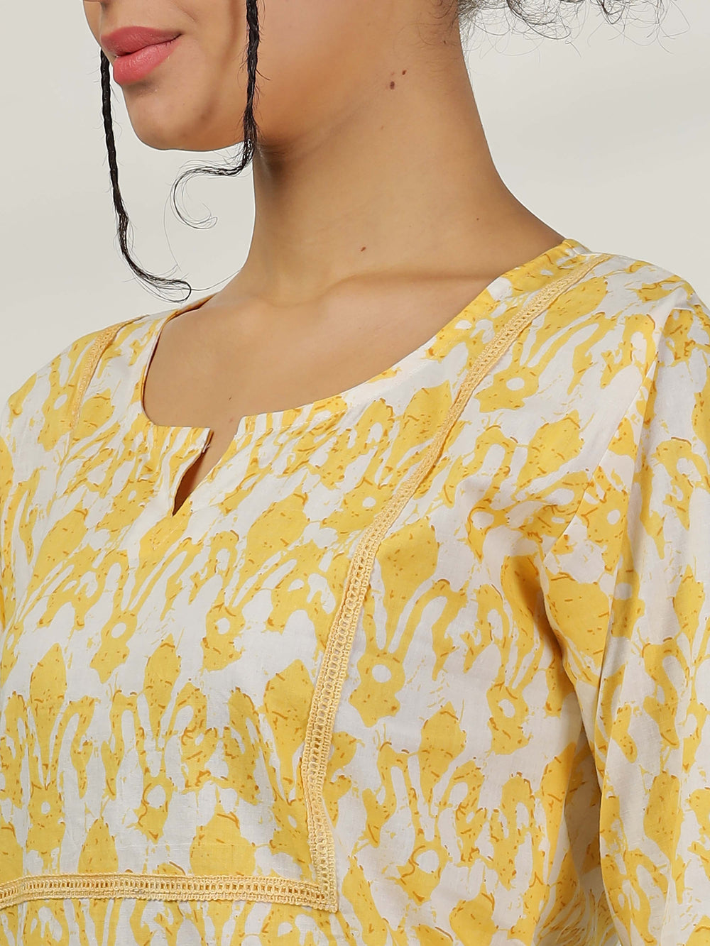 Lavishing Chic Lemon Yellow Cotton Pajama Set for Women