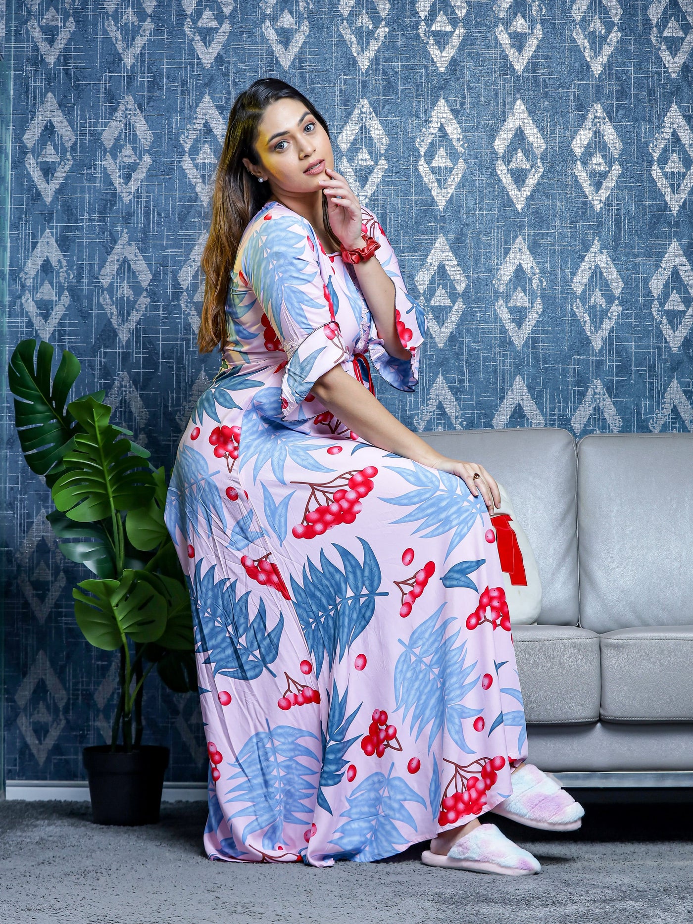 Rayon Designer Nighty Lavender
