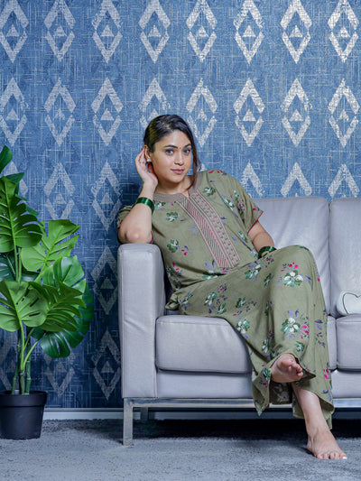 Viscose Designer Nighty Pista Green