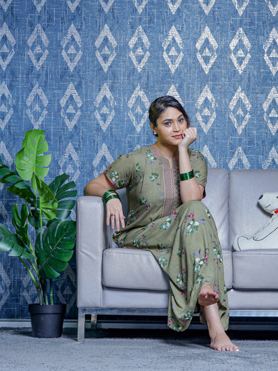 Viscose Designer Nighty Pista Green