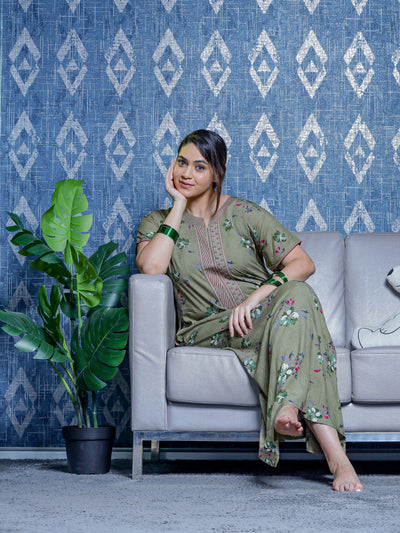 Viscose Designer Nighty Pista Green