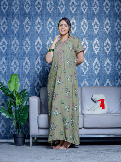 Viscose Designer Nighty Pista Green