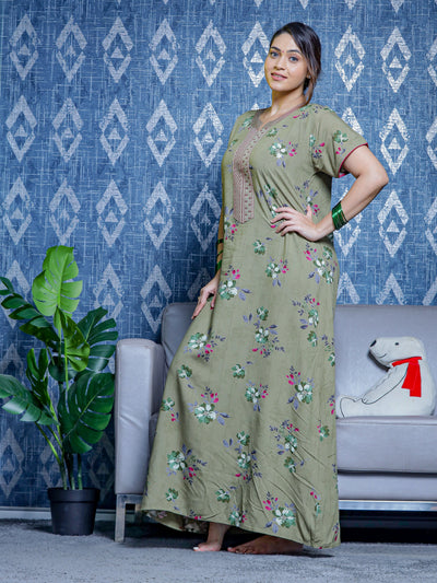 Viscose Designer Nighty Pista Green