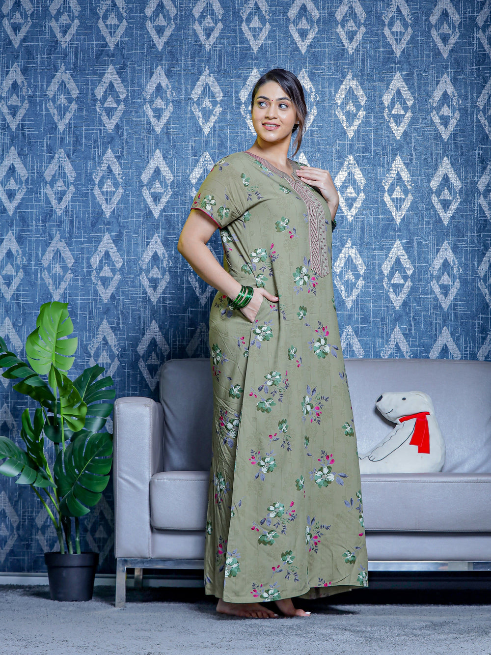  Viscose Nighty  Buy Latest Pista Nighty Green at Great Price Online in India- 9shines label 