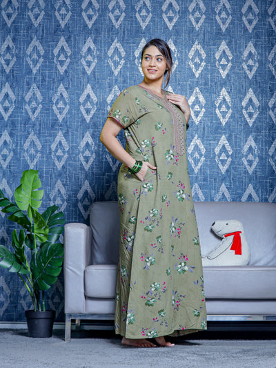 Viscose Designer Nighty Pista Green