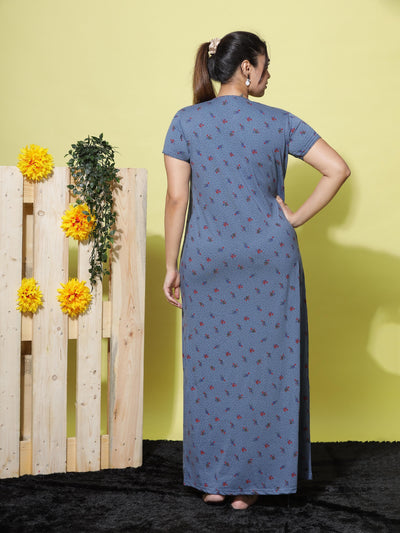 Cotton Blend Designer Blue Nighty