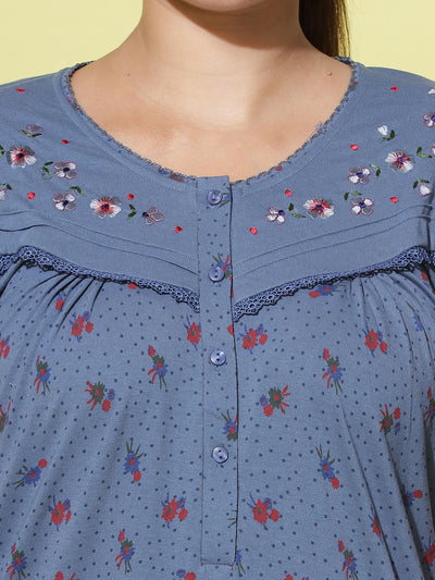 Cotton Blend Designer Blue Nighty