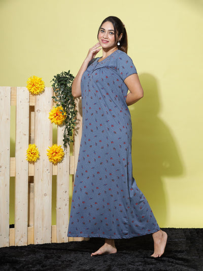 Cotton Blend Designer Blue Nighty