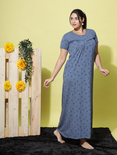 Cotton Blend Designer Blue Nighty