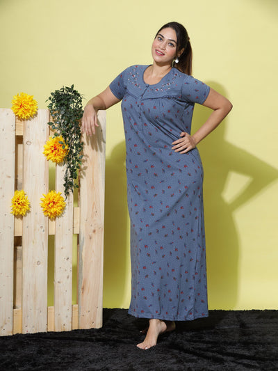 Cotton Blend Designer Blue Nighty