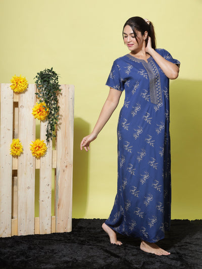 Viscose Designer Catalina Blue Nighty