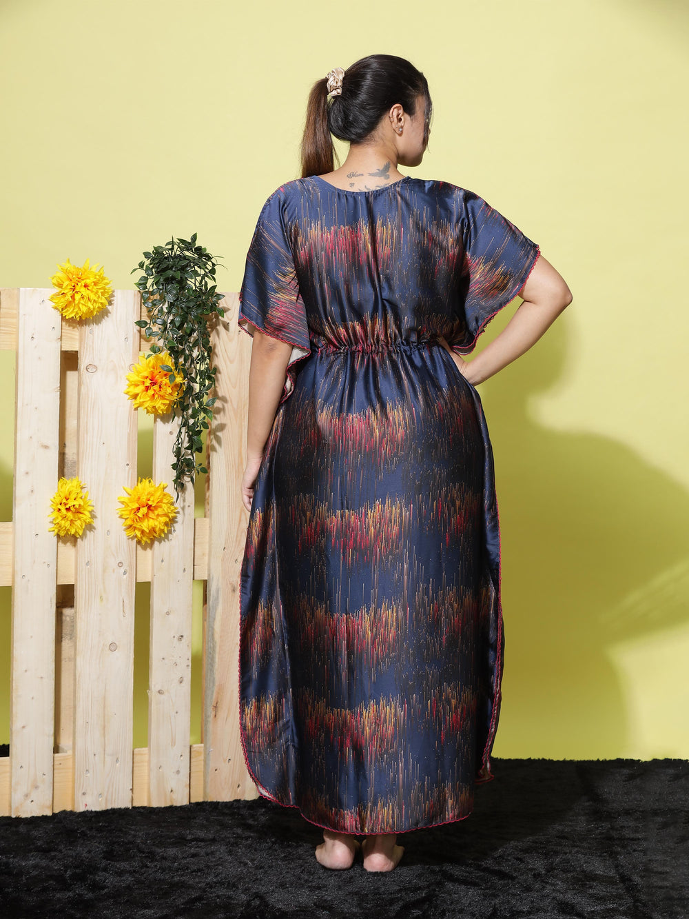  Satin Kaftan  Navy Blue Nighty Dress - Buy Rayon Kaftan Online- 9shines label 