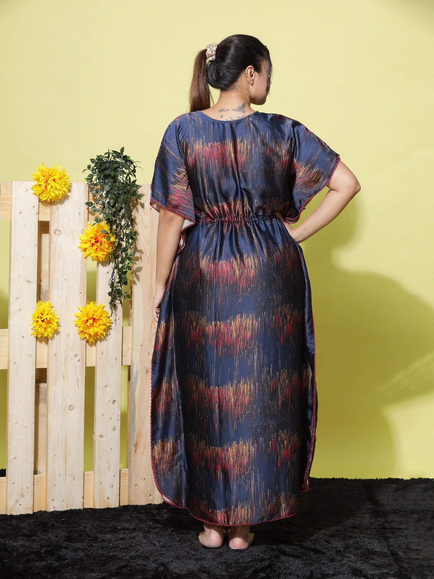 Satin Kaftan Navy Blue
