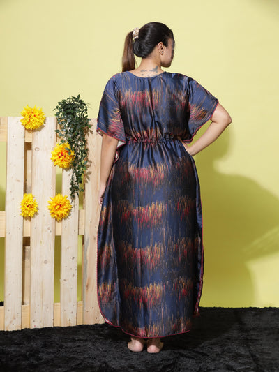 Satin Kaftan Navy Blue