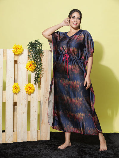 Satin Kaftan Navy Blue