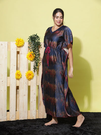 Satin Kaftan Navy Blue
