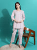 White Pink Pure Cotton Pyjama Set for Women Stylish and Cozy