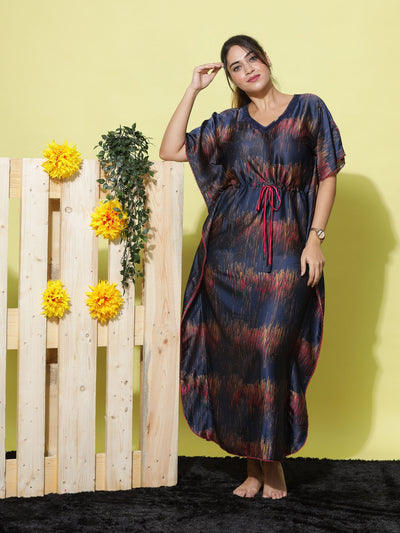 Satin Kaftan Navy Blue