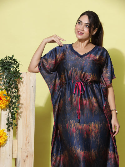 Satin Kaftan Navy Blue