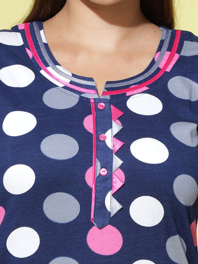 Hosiery Cotton Designer Maxi  Blue Pink Nighty