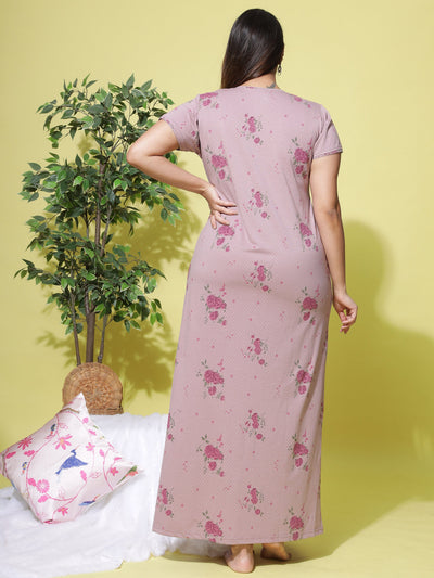 Cotton Blend Designer Nighty | Lavender