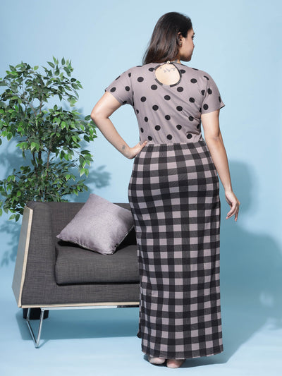 Hosiery Cotton Designer Maxi Brown Nighty